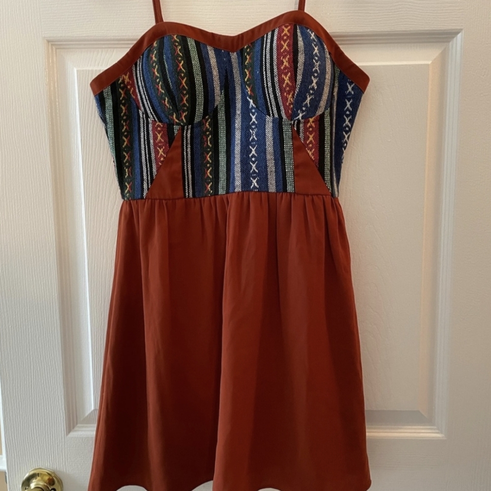 Sundress hippy bohemian orange spaghetti strap